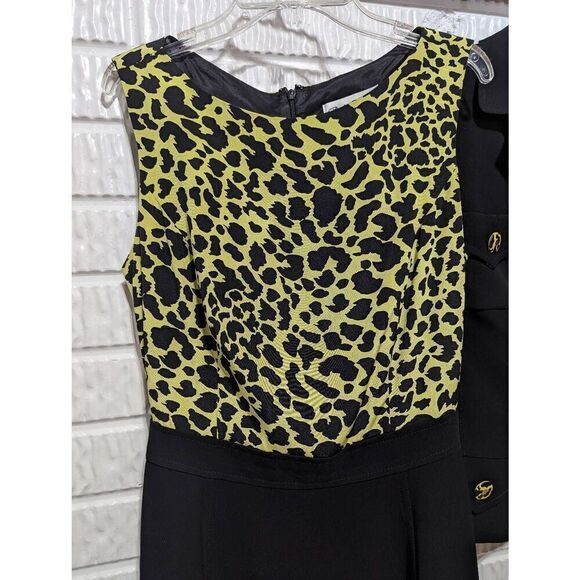 Rickie Freeman for Terri Jon Women's Size 4 Black Leopard Silk 2 Piece Dress - Picture 5 of 9